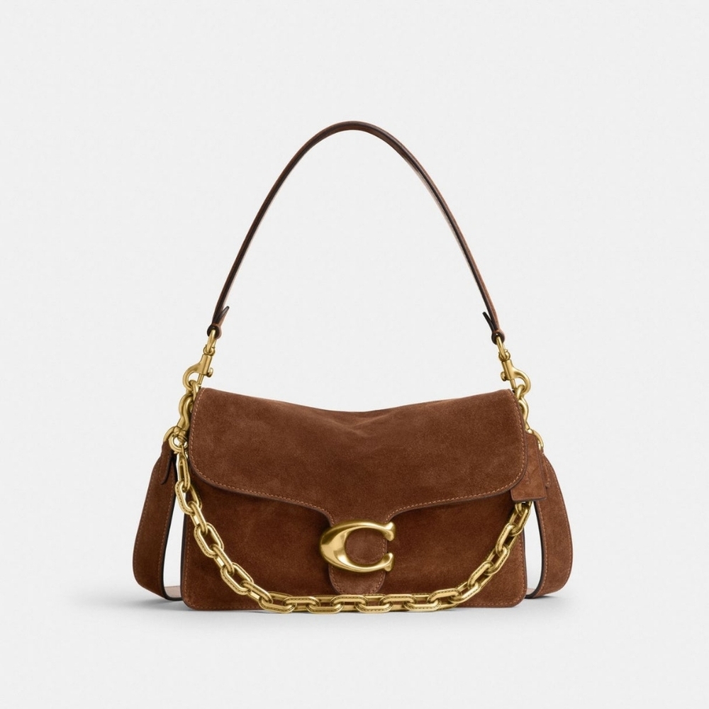 Coach Chain Tabby Shoulder Bag Brown Suede - Picture 3 of 7